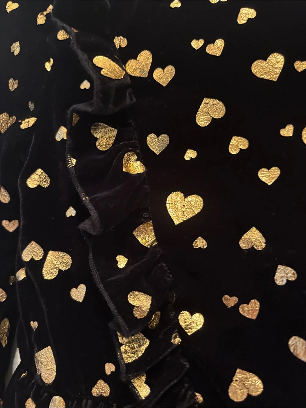 Pippa & Julie Black Velvet Dress with Gold Heart Accents